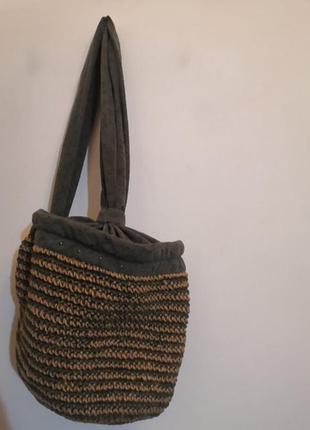 Сумка комбінована з рафії бохо етно