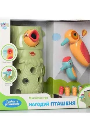 Магнитная игра limo toy покорми птенчика 2 птички с магнитным клювом 10 червячков свет и звук