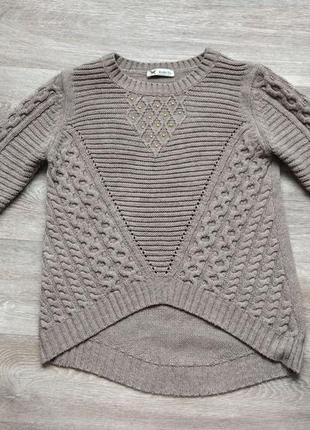 Теплый свитер, спереди короче, вязаная кофта3 фото
