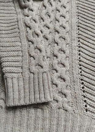 Теплый свитер, спереди короче, вязаная кофта8 фото