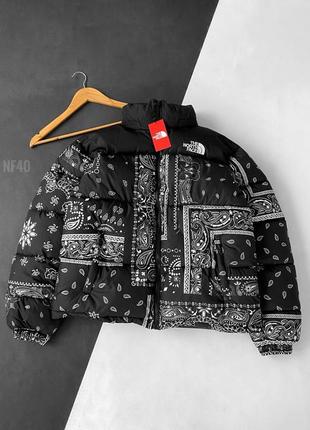 Якісна зимова водовідштовхуюча куртка в стилі тнф пуховик унісекс tnf nike pro fit пейслі бандана