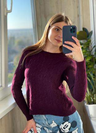 Шерстяной свитер цвета спелой вишни 90% шерсть 10% кашемир 1+1=3
