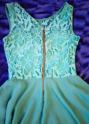 Стильное платье бирюзового цвета3 фото