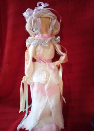 Стильная текстильная кукла в шеббишик интерьер(мотанка ручной работы)4 фото