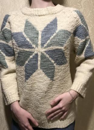 Шикарный шерстяной свитер с орнаментом от topshop {размер s / m}1 фото