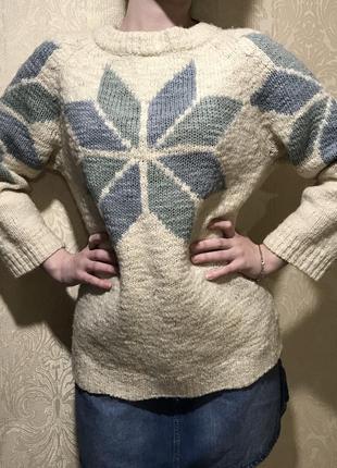 Шикарный шерстяной свитер с орнаментом от topshop {размер s / m}3 фото