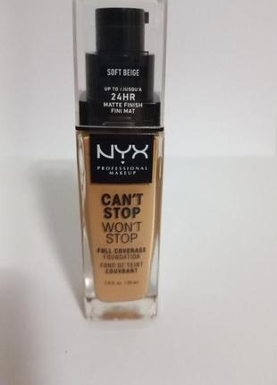 Nyx professional makeup can't stop won't stop full coverage foundation тональная основа.1 фото