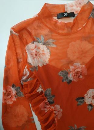 Яскраве плаття-сітка в квітковий принт4 фото