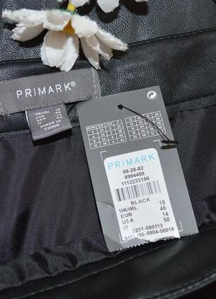 Брендовая черная кожаная мини юбка с карманами на молнии primark этикетка5 фото
