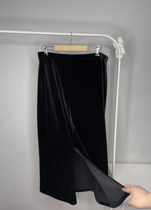 Черная велюровая юбка3 фото