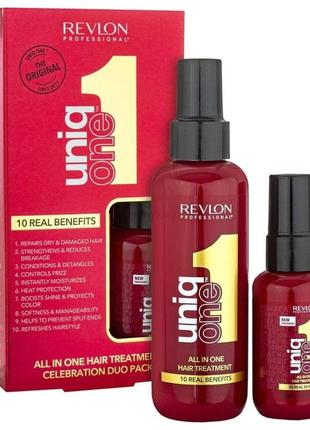 Набір revlon professional uniqone hair treatment celebration duo pack, 150мл+50мл1 фото