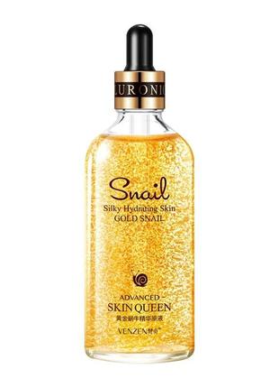 Антивозрастная сыворотка venzen snail с муцином улитки и золотом silky hydrating skin gold, 100мл1 фото