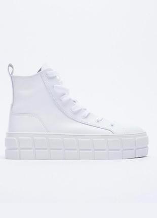 Кеды кожаные на платформе zara.