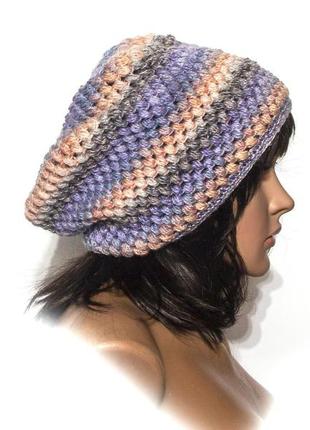 Шапка, женская вязаная шапка, объемная шапка, unisex, handmade шапка, модная стильная шапка2 фото
