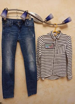Повседневный аутфит на девочку ,джинсы+ рубашка1 фото