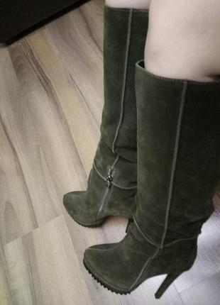 Отличные сапожки зимние замша натуральная