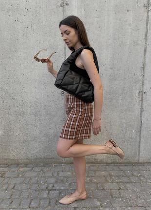Стильна стьогана сумка, сумка багет, чорна сумка з еко шкіри lucherino 7023 фото