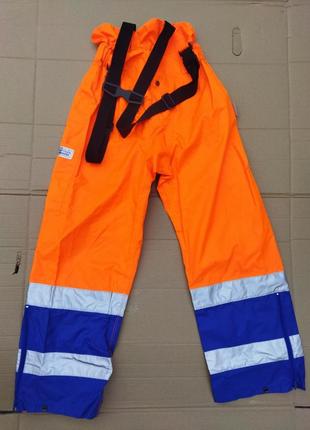 L/xl -  непромокаемый яркий сигнальный полукомбинезон светоотражающий на подтяжках