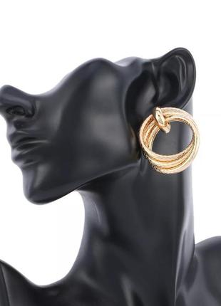 Cерьги сережки вінтаж вінтажні ретро кільця під золото нові якісні стильні модні4 фото