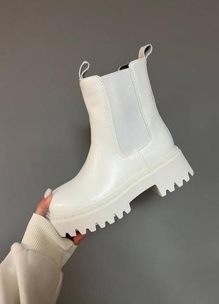 Женские ботинки leather tractor white boots / smb6 фото