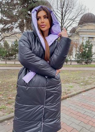Стильна куртка курточка оверсайз тепла подовжена з поясом жіноча комфортна класна класична  зручна модна трендова тепла зимова чорна6 фото