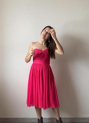 Розовое малиновое платье-бюстье h&amp;m2 фото