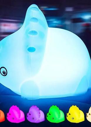 Детский силиконовый ночник ljc-150 светильник меняет цвет динозаврик dinosaur losso