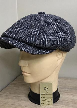 Кепка шерстяная мужская восьмиклинка хулиганка пальтовая ткань 21/10 тёплая comfort heads осень зима флис уши