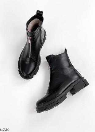 Шкіряні зимові черевики з блискавкою натуральна шкіра кожаные зимние ботинки с молнией натуральная кожа1 фото