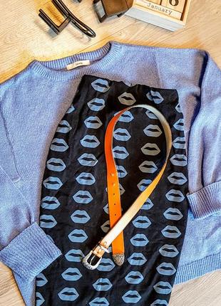 Шикарный кожаный оранжевый пояс ремень с красивой пряжкой