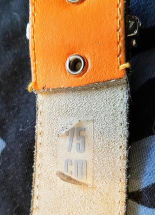 Шикарный кожаный оранжевый пояс ремень с красивой пряжкой3 фото