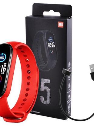 Фітнес браслет smart watch m5 band classic black смарт годинник-трекер колір червоний