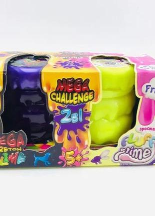 Игровая вязкая масса "mega stretch slime" и "fluffy slime" fls-03-01u, 2 в 1