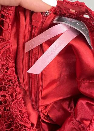 Платье невероятное, ажурное с фатиновым низом, красное, размер m8 фото
