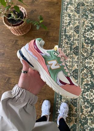 💚🌺🌼new balance 2002r white pink green🌼🌺💚женские кроссовки 2009 баланс, кроссовки 1944 беланс женккие демисезонные