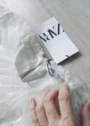 Zara нова шикарна нарядна блузка мереживна органза розмір s7 фото