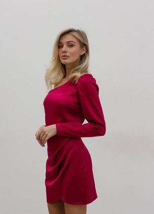 Платье элегантное люкс короткая красная8 фото
