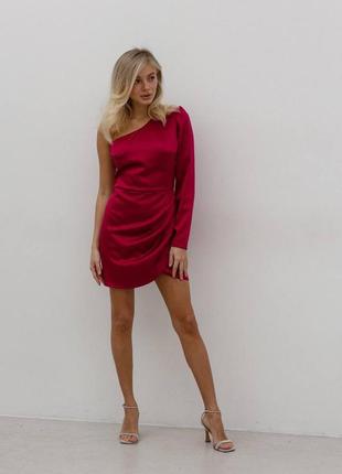 Платье элегантное люкс короткая красная3 фото