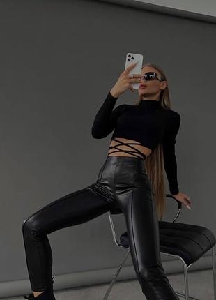🖤 топ и кожаные лосины