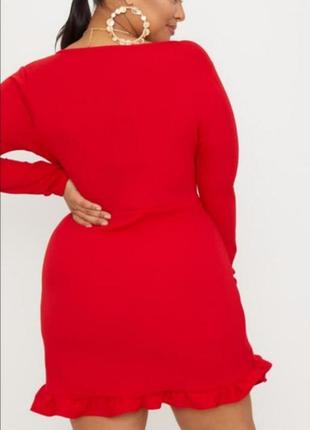 Червоне плаття з рюшами батал plus size2 фото