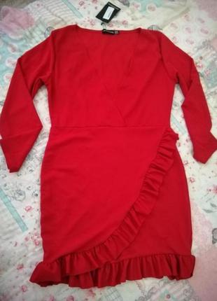 Червоне плаття з рюшами батал plus size7 фото
