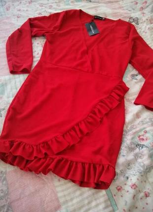 Червоне плаття з рюшами батал plus size5 фото