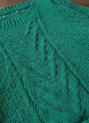 Зелений вязаний светр нитка велюр шенель4 фото