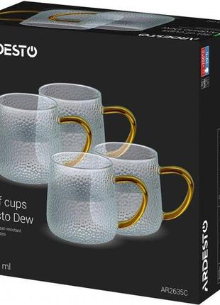Набор чашек ardesto dew боросиликатное стекло 350 мл х 4 шт (ar2635c) / набор из 4 чашек