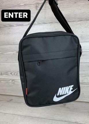 Сумка спортивная nike черная / сумка мессенджер nike / сумка мужская черная через плечо найк