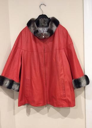 Кожаное пальто-куртка с шиншиллой1 фото