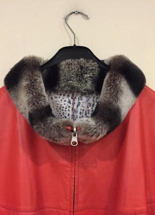 Кожаное пальто-куртка с шиншиллой3 фото