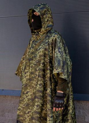 Дождевик пончо для военных, плащ-палатка тактический камуфляж пиксель.7 фото