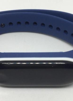 Ремешок для фитнес-браслета xiaomi mi band 3 ми бенд 4 двухцветный тёмно синий / белый