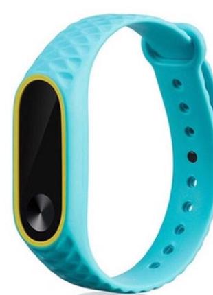 Ремінець для xiaomi mi band 2 рифлений бірюзовий з жовтим